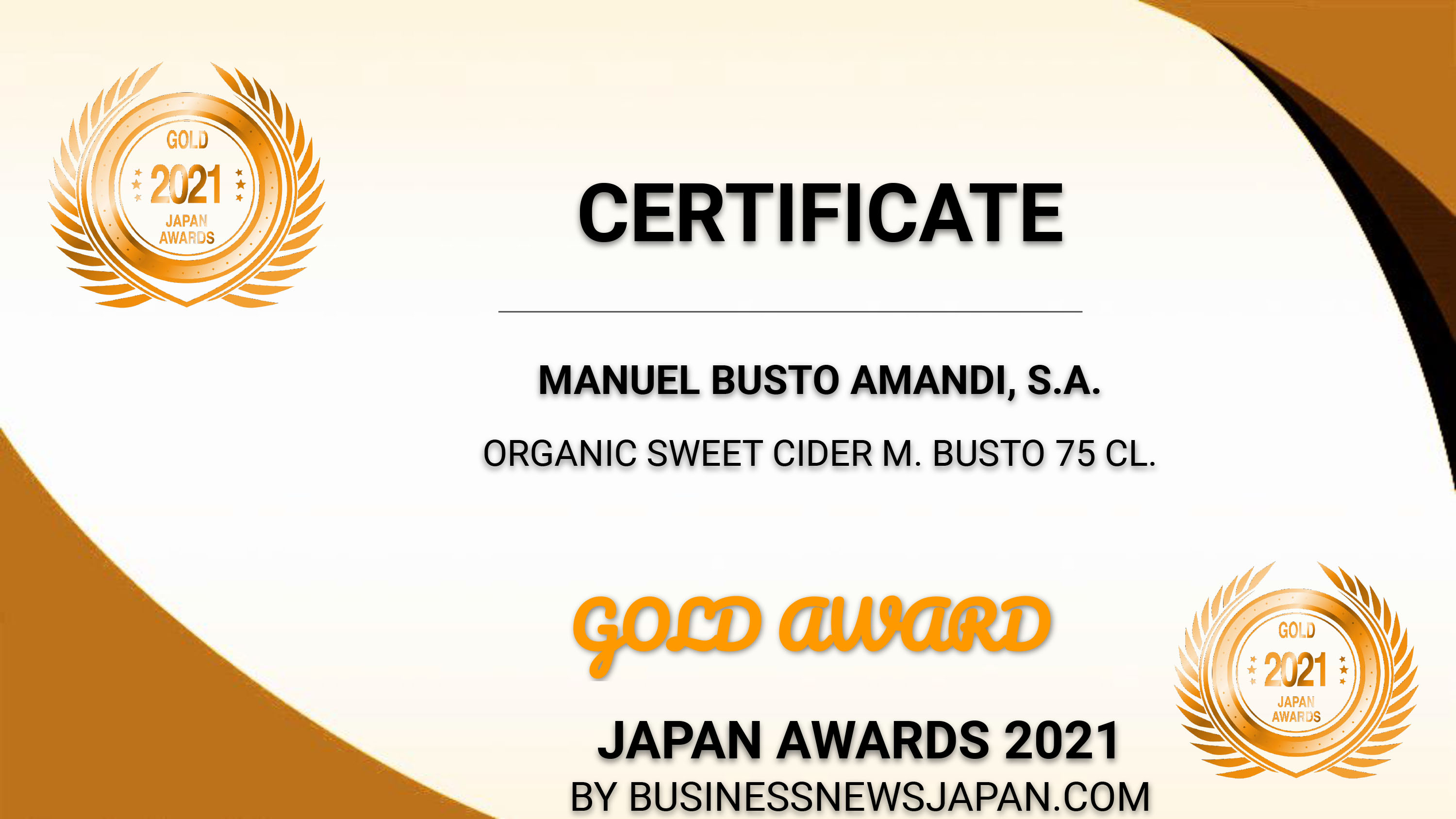 Certificado Japan Awards 2021